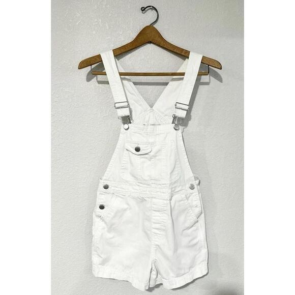 No Boundaries Overalls Shortalls Womens Juniors XS/XCH (1) White Denim Shorts - Picture 1 of 10